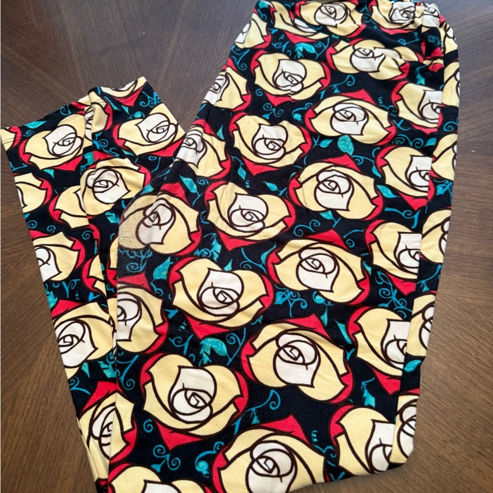 LuLaRoe Beauty and the Beast Roses Tall and Curvy Leggings